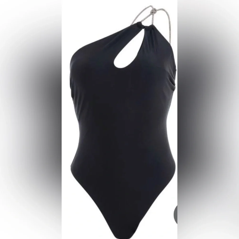 Black One piece with embellished Diamond straps